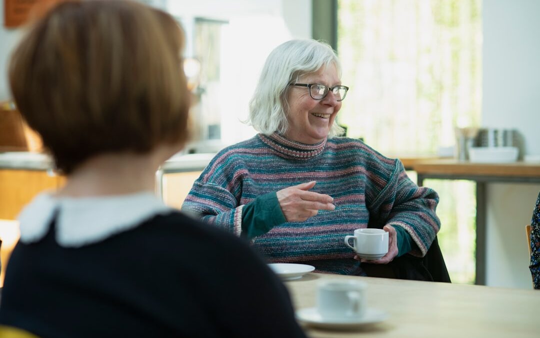 Older adult and family member discussing care planning at home